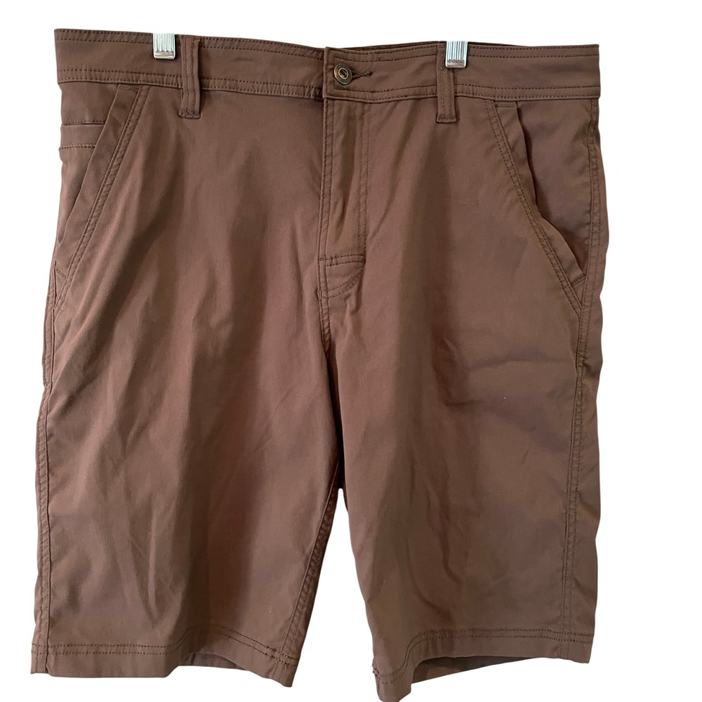 Prana Zion Mens Brown Stretch Hiking Cargo Shorts 34W x 11L Outdoor Trail